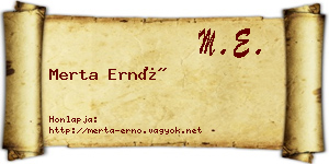 Merta Ernő névjegykártya